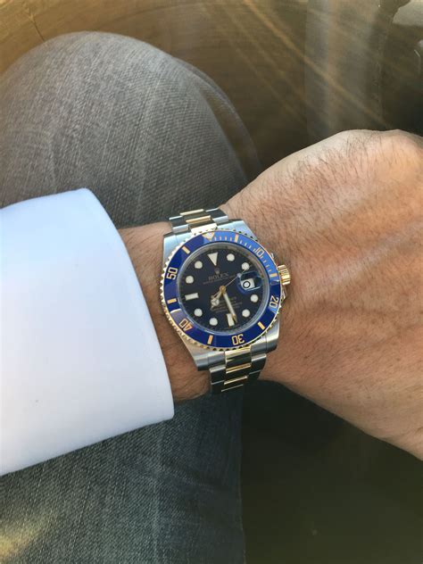 rolex sub two tone blue|Rolex submariner two tone review.